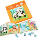 Magnetic Puzzles for toddlers 2 3 year olds, travel toys jigsaw puzzles plane activities for kids, 73pcs 4-in-1 Animal Jigsaw Puzzles Book, travel games for kids 4 5 boys and girls