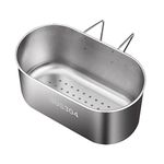 Laluky Stainless Steel Drain Basket, Multifunction Sink Strainer Colander, Kitchen Food Catcher, for Filter Kitchen Waste and Wash Vegetables Fruits(Silver)