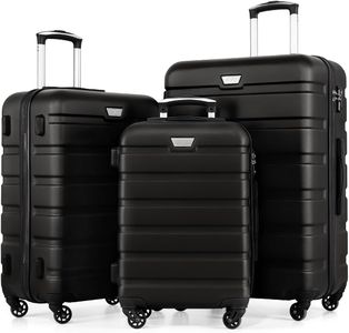 COOLIFE 3-Piece Luggage Set – Lightweight ABS+PC Suitcases, Spinner Wheels, Black