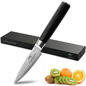 NANFANG BROTHERS Cuchillo de Pelar Damasco de 3,5 Pulgadas, Pro Grade 67 Capa VG-10 Cuchillo Ultra Afilado, Cuchillo de Cocina con Mango Ergonómico, Presentado en Una Magnífica Caja de Regalo