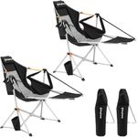 KingCamp Hammock Chair with Footrest, Swinging Portable Folding Camping Chairs for Adults MAX 400lbs Heavy Duty Foldable Oversized Rocker with Cup Holder Pillow for Outdoor Beach Sport Lawn, 2Pack