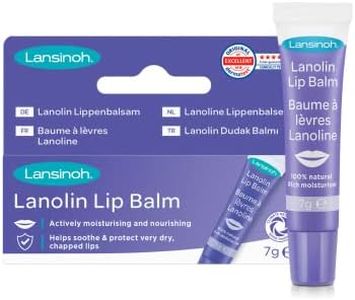 Lansinoh Lanolin Lip Balm - Soothes and Protects Dry & Cracked Lips - Actively Moisturises 7g, Clear