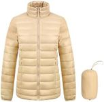 Orolay Women's Lightweight Packable Down Jacket Quilted Puffer Coat with Stand Collar Khaki XS