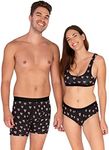 Warriors & Scholars W&S Matching Underwear for Couples - Couples Matching Undies, Hearts, Bralette, Large