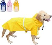 FEimaX Dog Raincoats Rain Poncho Coat Waterproof Rain Jacket with Hood for Small and Medium Dogs, Lightweight Pet Windproof Hoodies for Outdoor Walking (M (Chest: 16.1'', Body 11.8''), Yellow)