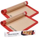 Silicone Baking Mat, Sopito 2pcs Non Stick Baking Mat 16.5"x11" Silicone Baking Sheets Heat Resistant 250°C/480°F Pastry Mat, Red