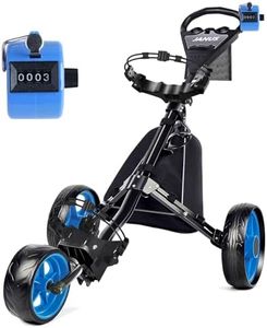 JANUS Golf cart, Foldable Golf Push cart, Golf Bag cart, Golf Pull cart with a Golf Folding Stool or clicker Scorer, Large Wing or Small Wing, can be Suitable for Golf Bags of Different Sizes.