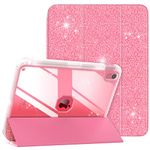 TiMOVO for iPad 10th Generation Case 2022 with Pencil Holder, iPad 10.9 Inch Case Slim Tri-fold Stand Protective Cover with Clear Transparent Back Shell for iPad 10th Gen, Glitter Watermelon Red