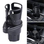 CGEAMDY Car Dual Cup Holder Adjustable, 360°rotating Car Coffee Drink Cup Holder Expander, 2 in 1 Multifunctional Car Cup Stand Expander for Cars, Water Bottle Coffee Cups(Matt Black)