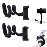 2pcs Stroller Phone Holder, Flexible Cell Phone Stand Stroller Cell Phone Mount with Anti-Slip Arm Grip Alloy Phone Clamp for Stroller Handlebar Desk Treadmill