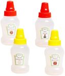 Mini Ketchup Bottles, 4Pcs Ketchup Honey Sauce Salad Condiment Squeeze Bottles, Reusable Mini Sauce Bottle, Portable Ketchup Squeeze Bottles,Mini Squeeze Bottles Lunch Box Condiment Bottle Dispensers