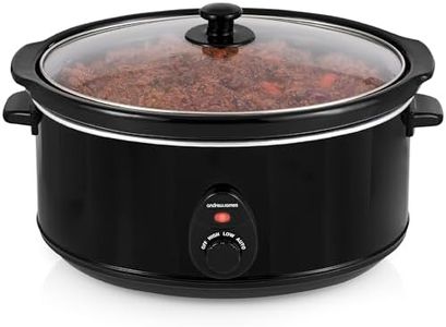 Andrew James 6.5L Slow Cooker, Removeable Easy Clean Ceramic Bowl, 3 Temperature Settings, Energy Efficient, Tempered Glass Lid, Cool Touch Handles & Non-Slip Feet (Black)