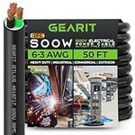 GearIT 6/3 6 AWG Portable Power Cable (50 Feet - 3 Conductor) SOOW 600V 6 Gauge Electric Wire for Motor Leads, Portable Lights, Battery Chargers, Stage Lights and Machinery -50ft Electrical Cord
