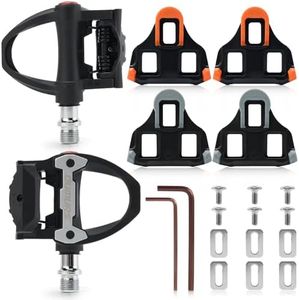 OUMURS SPD SL Pedals, 9/16" Road Bike Pedals,Sealed Bearings & Nylon Clipless Pedals with Cleats Set Suitable for SPD-SL System Road Bike Spin Bike MTB Indoor Bike (Set C