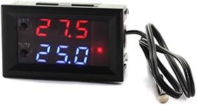 DZS Elec Temperature Controller -50 to 110 Celsius (-58 to 230 F) DC 12V Programmable Heating/Cooling Thermostat Control Switch Module NTC Waterproof Sensor Probe Dual Color LED Display Monitor