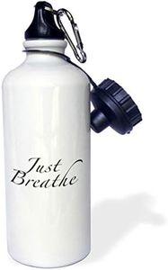 3dRose wb_224494_1 "JUST Breathe" Sports Water Bottle, 21 oz, White