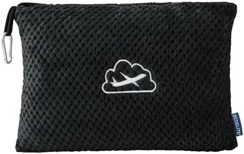 BEDELITE Travel Blanket with Bag, Ultra-Soft Jacquard Fleece Blanket with Luggage Sleeve & Backpack Clip, Airplane Blanket Travel Essentials, Black