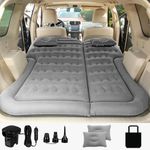 SAYGOGO SUV Air Mattress Camping Bed Cushion Pillow - Inflatable Thickened Car Air Bed with Electric Air Pump Flocking Surface Portable Sleeping Pad for Travel Camping Upgraded Version - Gray