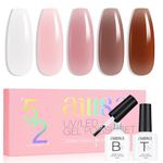 AILLSA Milky White Gel Nail Polish Set Nude Sheer Pink Brown Gel Polish with Base and Top Coat,Jelly Natural Neutral Nail Polish Gel Soak Off U V Starter Kit Gift DIY Manicure at Home