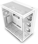 NZXT H9 Flow Dual-Chamber ATX Mid-Tower PC Gaming Case CM-H91FW-01 - High-Airflow Perforated Top Panel Tempered Glass Front & Side Panels 360mm Radiator Support Cable Management White