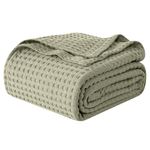 Elegant Comfort Premium 100% Cotton Waffle Blanket - Lightweight Breathable Waffle Weave Bed Blanket - Soft and Warm All Season Blanket for Couch, Sofa and Bed, King Size 90x108 Inches, Sage