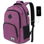 Laptop Backpack for Women,School Backpack for Teen Girls College Backpack with USB Charging Port,Purple