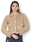 NUEVOSDAMAS Winter Wear Women Solid Beige Sherpa/Fur Jacket, Standard Length