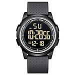 GOLDEN HOUR Ultra-Thin Minimalist Sports Waterproof Digital Watches Men with Wide-Angle Display Rubber Strap Wrist Watch for Men Women in Black