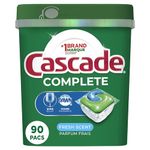 Cascade Dishwasher Detergent Pods, Complete Actionpacs Dishwasher Pods, Fresh Scent, 90 Count