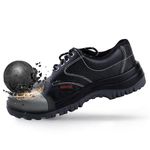 Robustt Double Density Low Ankle Steel Toe Safety Shoes (UK-9) for Industrial Work | Waterproof Leather Material | Puncture Proof | Anti- Skid