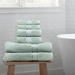 SENSES by Riba Textured Rice Weave 6 Piece Towel Set | All Cotton Fade-Resistant Highly Absorbent Super Soft Bathroom Towels(2 Pcs Each of Bath, Hand & Wash Towel) -550 GSM (Pale Green)