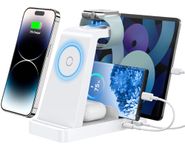 GAUOLN Wireless Charger for iPhone - 5 in 1 Charging Station for Multiple Devices Apple: Fast Wireless Charging Stand Dock for iPhone 16e 16 15 14 13 12 Pro Max Apple Watch Airpods(White)