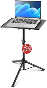 Pyle Heavy Duty Universal Tripod Stand | Height & Angle Adjustable for Laptops, Computers, DJ Equipment & Projectors | Perfect for Stage, Studio, & Office Events | Extends 28'' to 46'' (Black)