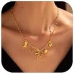 Cowboy Boot Necklace Cowgirl Charm Necklace for Women Western Necklace Bow Paperclip Necklace Country Concert Outfits Western Boho Jewelry Trendy Stuff