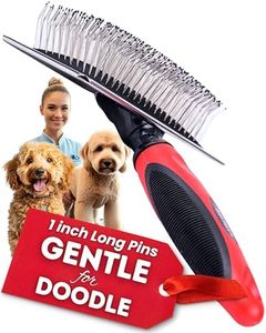 Bixy Pixy Dog Slicker Brush - Large - Protective Ball Tipped Pins Massages Pet Skin - Professional Groomer Dog Brush for Goldendoodle (Large)