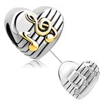 LSxAB Heart Love Music Note Charm Compatible with Pandora Bracelets