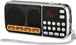 YOFITS YF37 Portable FM AM Radio with TF Card Slot USB AUX Input MP3 Player LED Flashlight Music Repeat Earphone Output and 1000mAh Rechargeable Battery – Compact Design for Travel and Home Use(Black)