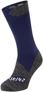 SEALSKINZ Raynham Waterproof All Weather Mid Length Sock, Blue/Grey Marl, X-Large