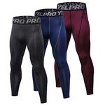 YUSHOW 3 Pack Mens Thermal Leggings Long Johns Winter Warm Underwear Wicking Base Layer Bottoms