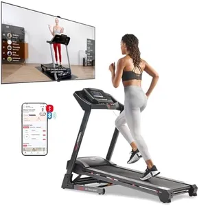 Sunny Health & Fitness Premium Smart Treadmill with Auto Incline, Dedicated Speed Buttons, Double Deck Technology, Digital Performance Display, BMI Calculator and Pulse Sensors - SF-T7515SMART