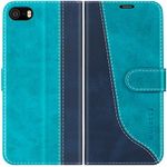 Mulbess Phone Case for iPhone 5s / 5 / iPhone SE 2016 - PU Leather Wallet Case - Magnetic Protective Flip Cover with Credit Card Slot - Mint Blue