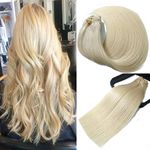 Platinum Blonde Clip in Hair Extensions Real Human Hair 70g Straight 7pcs 16clips for Women(15 Inch #60)