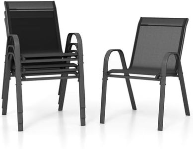COSTWAY 4er Set Gartenstühle stapelbar, Stapelstühle aus Textilene und Metallgestell, Terrassenstühle mit Armlehnen, Balkonstühle bis 150 kg belastbar, 56 x 70 x 84 cm (Schwarz)