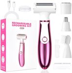 ACWOO Electric Lady Shaver, Cordless 4 in 1 Electric Shaver for Women, Rechargeable Painless Electric Lady Razor Bikini Trimmer Wet and Dry Hair Removal for Face Legs Underarm Bikini Nose and Eyebrow