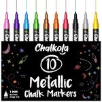 Metallic Liquid Chalk Markers Extra Fine Tip - Dry Erase Marker Pen for Chalkboard Signs, Windows, Blackboard, Glass - 1mm Tip (10 Pack)