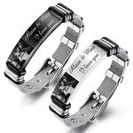 Lovejewelry Personalized Name Photo Bracelet for Men Customized Picture Bracelet Gifts for Boyfriend Husband Brother Father, 16 Cm, Stainless Steel, Cubic Zirconia