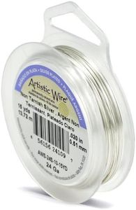 Artistic Wire, 24 Gauge / .51 mm Silver Plated Tarnish Resistant Colored Copper Craft Wire, Tarnish Resistant Silver, 15 yd / 13.7 m