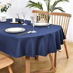 Wolkemer Oval Tablecloth 60 x 84 Inch Washable Fabric Table Cloth Solid Navy Blue Table Cover for Dining Wedding Party Banquet Tabletop Decoration