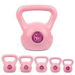 Phoenix Fitness RY1422 Vinyl Kettlebell - Heavy Weight Kettle Bell for Home Gym Workout Equipment Strength Fitness Pilates Weight Training - Pink, 6kg