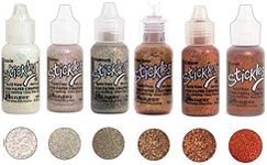 Ranger Stickles Glitter Glue Bundle A Flicker - Six 18ml Bottles - Icicle, Glisten, Platinum, Rose Gold, Copper, and Sunset